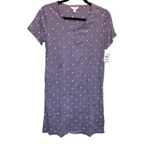 Charter Club Macy's Short Sleeve Cotton Essentials Chemise Purple Lilac XS New